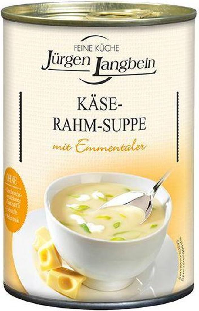 Rila Jürgen Langbein Cheese and Cream Soup 400 ml Can Vegetarian No artificial colors No artificial flavors 400 ml