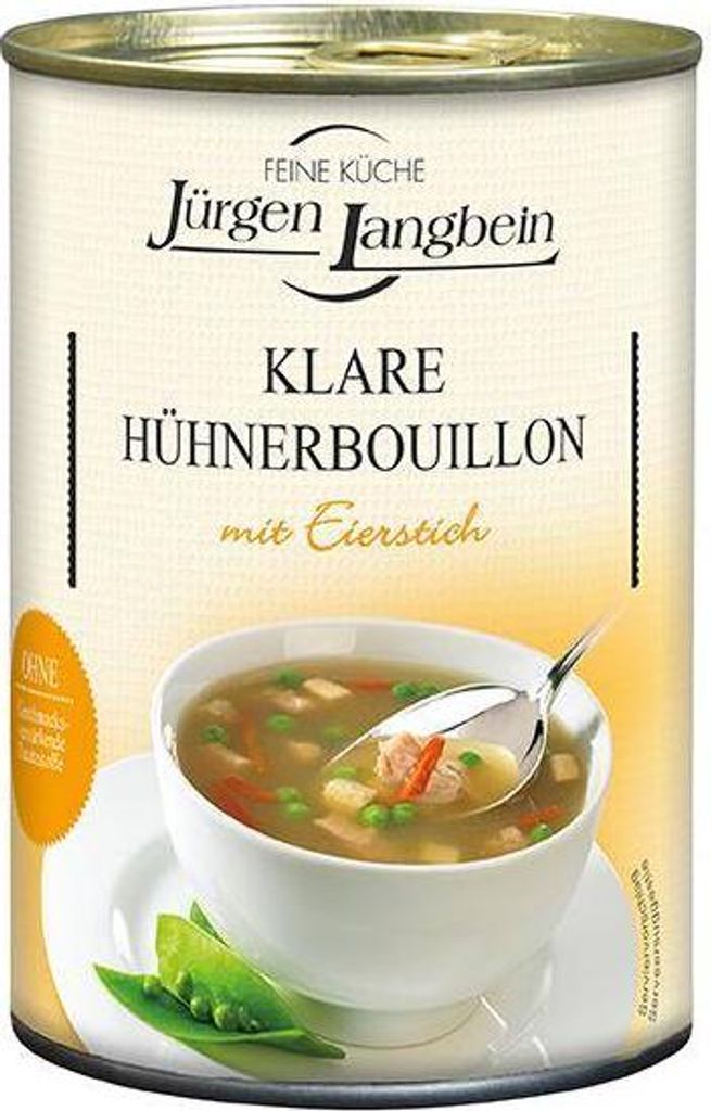 Rila Jürgen Langbein Clear Chicken Bouillon 400ml Can Gluten-Free Ready to Eat 480g