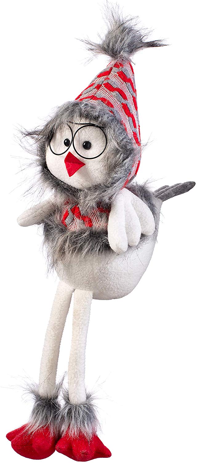 WeRChristmas decorative figure bird sitting, with soft feet, multi-color, 4