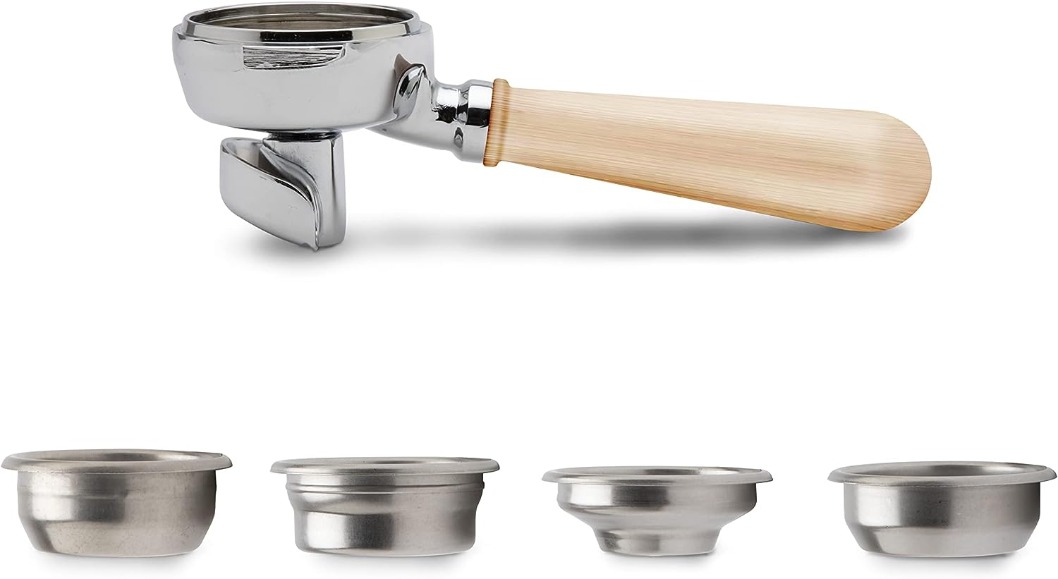 LELIT PLA582M LELIT58 Filter Holder with 2 Spouts with Maple Wood Handle