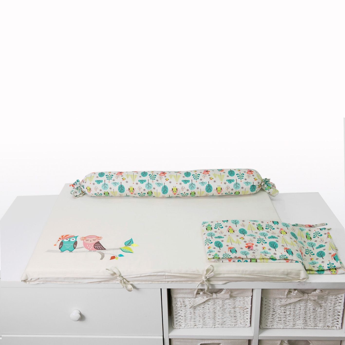 ToTs by Smartrike Tots by Smart Rike 250/Changing Mat – Joy Owl with Extra Bolster Cushion Cover 100% Cotton Satin, 80 x 58 x 4 cm Multi-coloured
