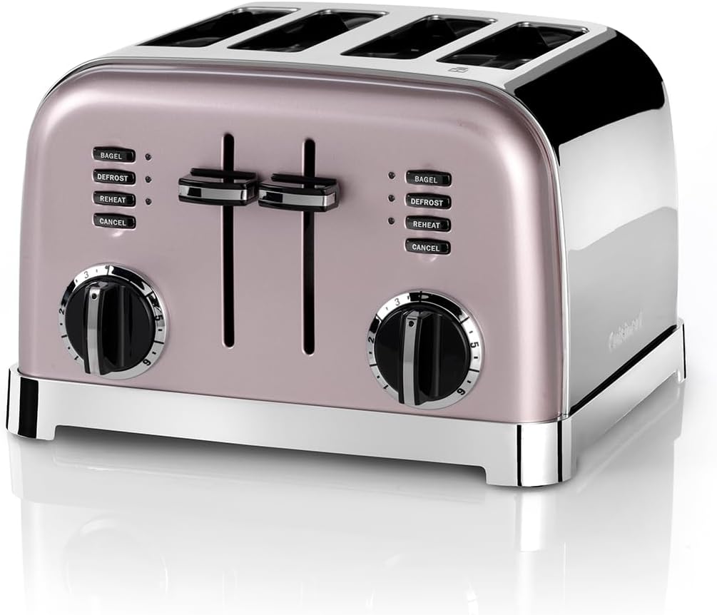 Cuisinart 4 Slice Toaster | Wide Slots Ideal for Thick Bread and Bagels | 6 Browning Levels Plus Defrosting | Wide Slots, High Lift Lever | Matching Kettles Available | Pink