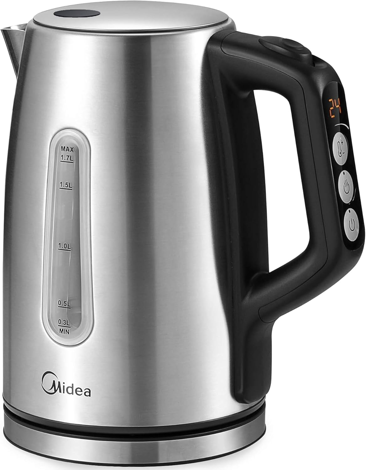 Midea Kettle with Temperature Setting (40-60-70-80-90-100°C), Stainless Steel Kettle 1.7 Liters, 2200 W Kettle with Water Level Indicator, Keep Warm Function, Boil Dry Protection, Double Wall, BPA