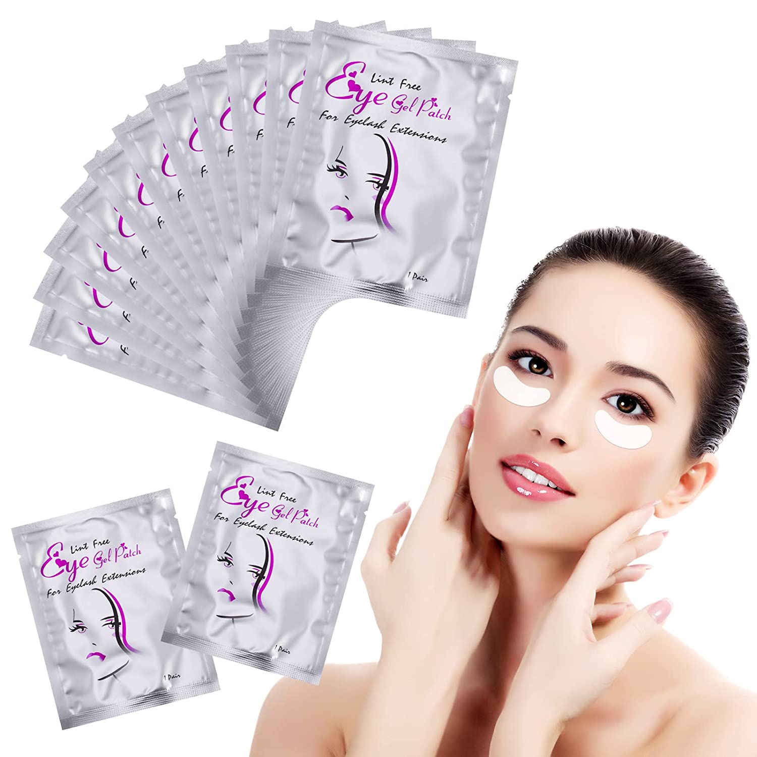 Fanshiontide 50 Pairs of Eye Pads for Eyelash Extensions, Eyelash Pads, Hydrogel Eye Pads, Eye Gel Patches for Eyelash Extensions, Eyelashes