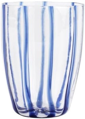Vietri NUOVO Striped Tall Tumbler 4.5 x 157.5 Inch Glass Water Cocktail Drink Bar Accessories