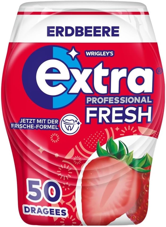 EXTRA Store Extra Professional Fresh Strawberry Chewing Gum, 50 dragees (Pack of 5)