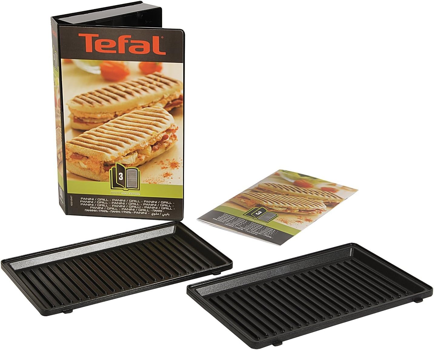 Tefal Snack Collection Box, XA8003, with 2 Panini Grill Plates + Recipe Book (English Language Not Guaranteed), Compatible with Tefal XA800312 Snack Time Sandwich Maker, Pink, Large