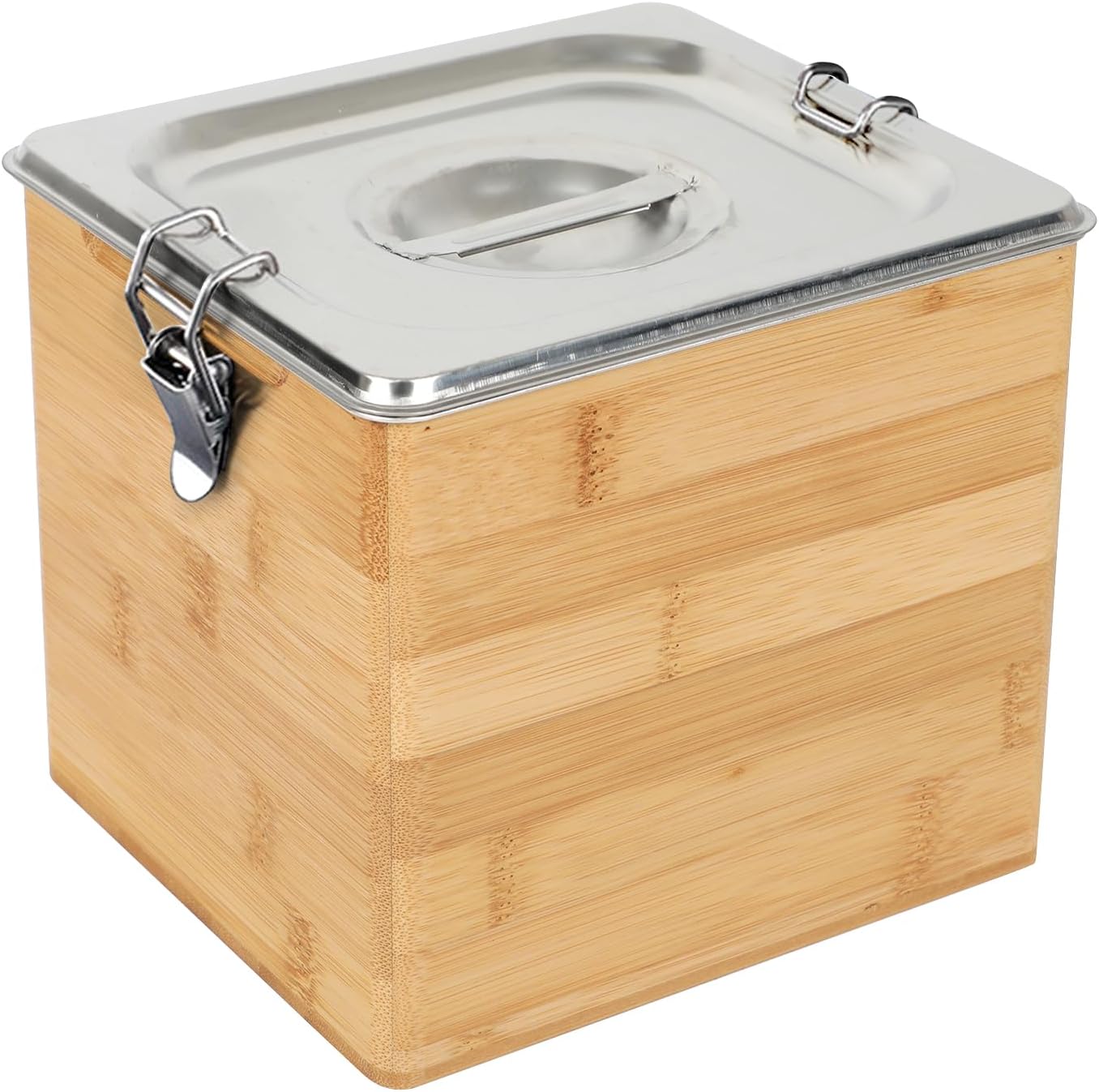 Compost Bin Kitchen Countertop, Wooden Kitchen Compost Container, Organic Trash Bin, Stainless Steel Container with Lid, Odour-Proof, Food Leftover Organiser, Kitchen Countertop Organiser (Yellow, 3L)
