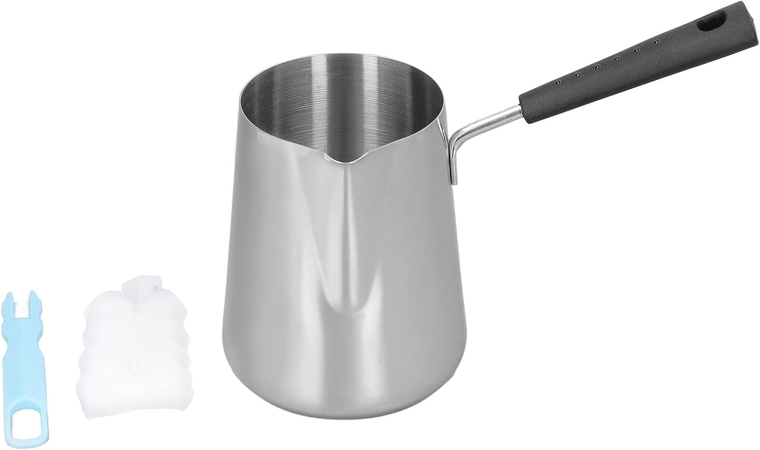 Stainless steel butter warmer with spout for home café, 1000 ml mini coffee heating pot for cooking, easy cleaning, 304 stainless steel, for coffee lovers or hobby cooks
