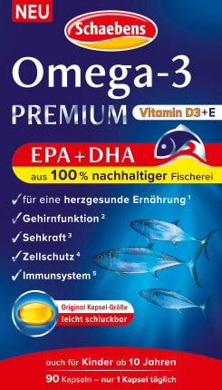 Schaebens Omega-3 premium fish oil capsules 90 pieces, 79 g