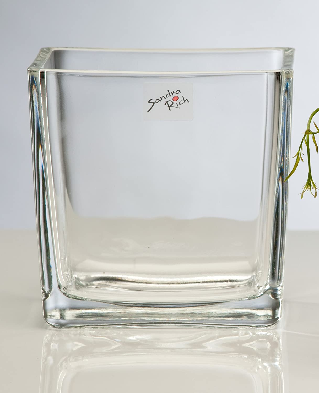 Sandra Rich Glass Vase Cube Clear Square 14 cm Diameter 14.0 x 14.0 cm