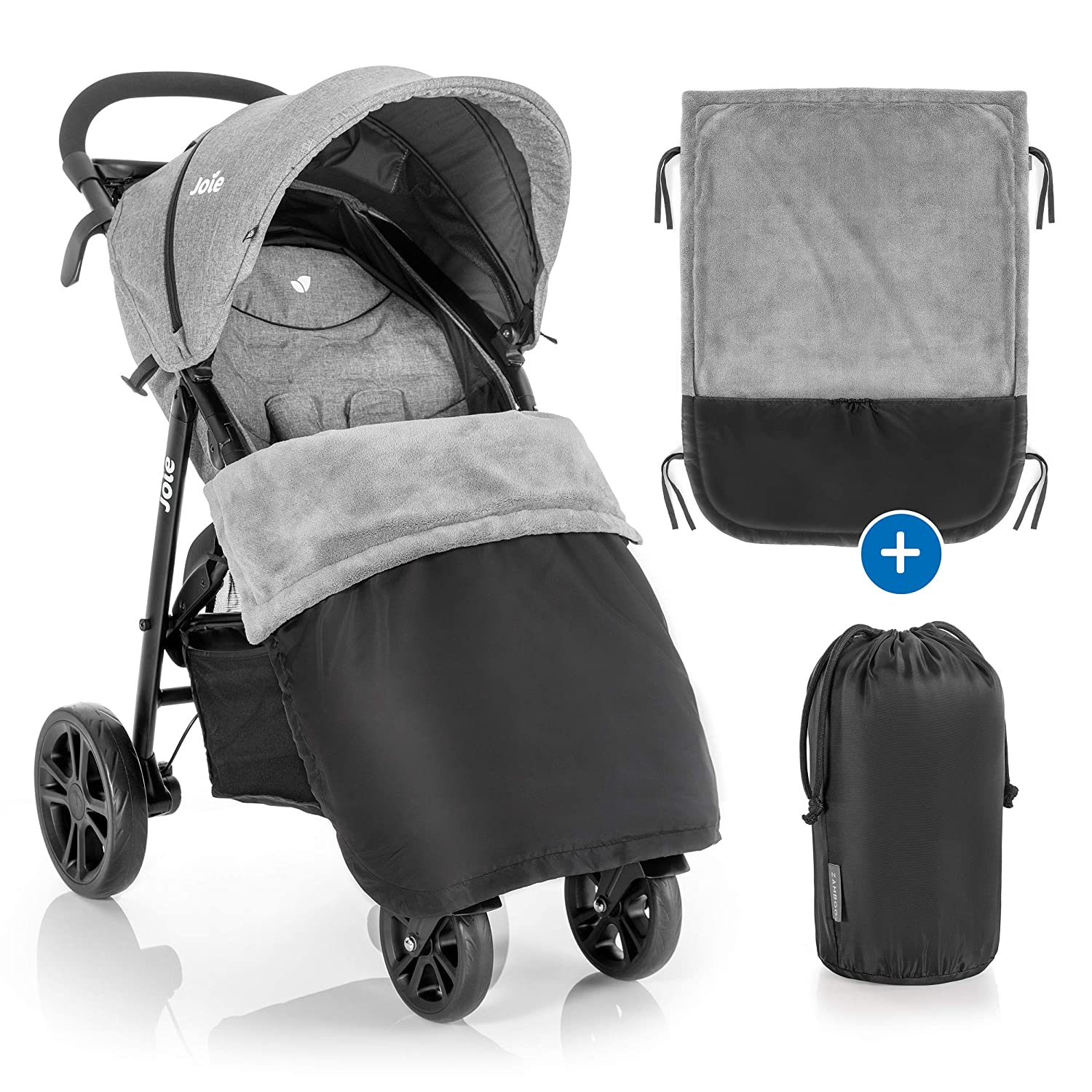 Zamboo Universal Blanket for Pushchairs and Prams - Waterproof Outdoor Leg Cover for Sports Prams and Joggers - Black and Grey