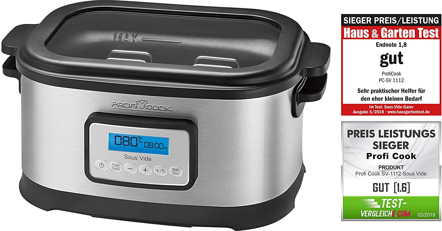 Profi Cook SV - 1112 ProfiCook Sous Vide - Slow Cooker and Vacuum for Kitchen Cooking at Low Temperature 8.5 L 520 W Grey / Black [Energy Class a] 8.5 Litres