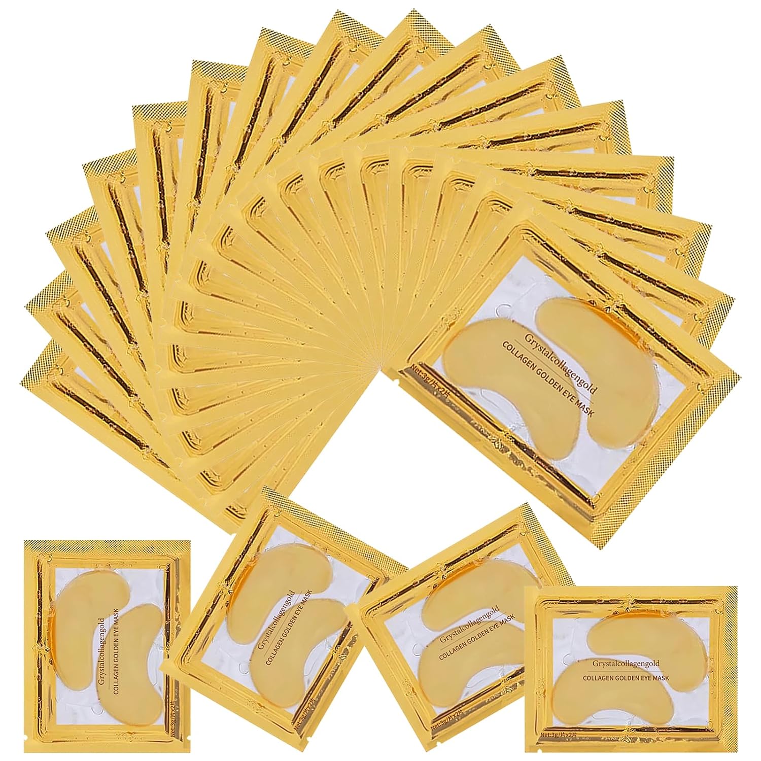 CUIDAKJ 20 Pairs Eye Pads Hyaluron, Dark Circles Pads, Eye Pads Masks Against Dark Circles, Eye Pads Against Wrinkles, Mask Eyes, Eye Patches, Eye Pads, For Eye Care, Anti-Wrinkles, Dark Circles Removal, Gold