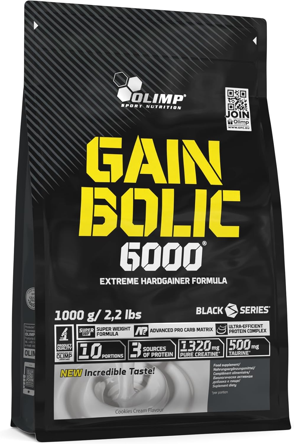 Olimp Gain Bolic 6000 Weight Gainer Protein - 1000 g - Mass Gainer, Cookies & Cream
