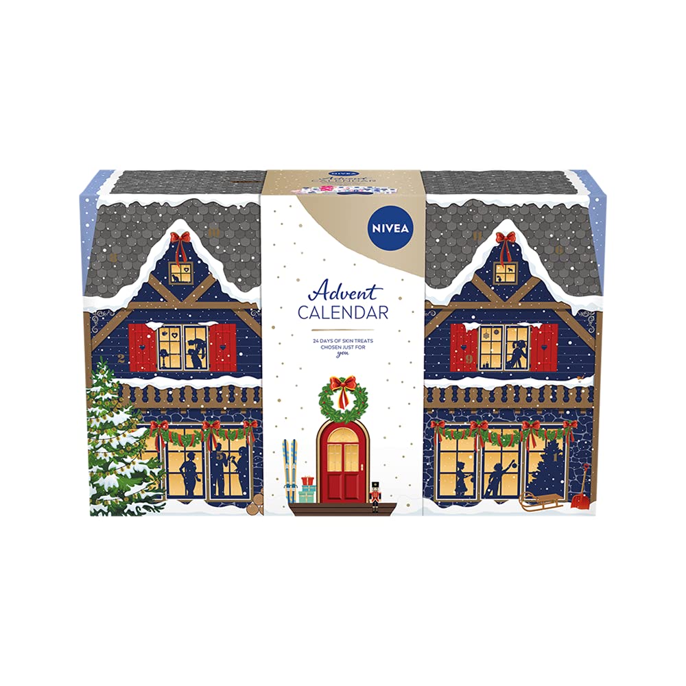 NIVEA MEN Nivea Ski Hut Advent Calendar 2021 for Her, Christmas Advent Calendar with a Variety of Nivea Products, Beauty Advent Calendar, Christmas Gifts for Women