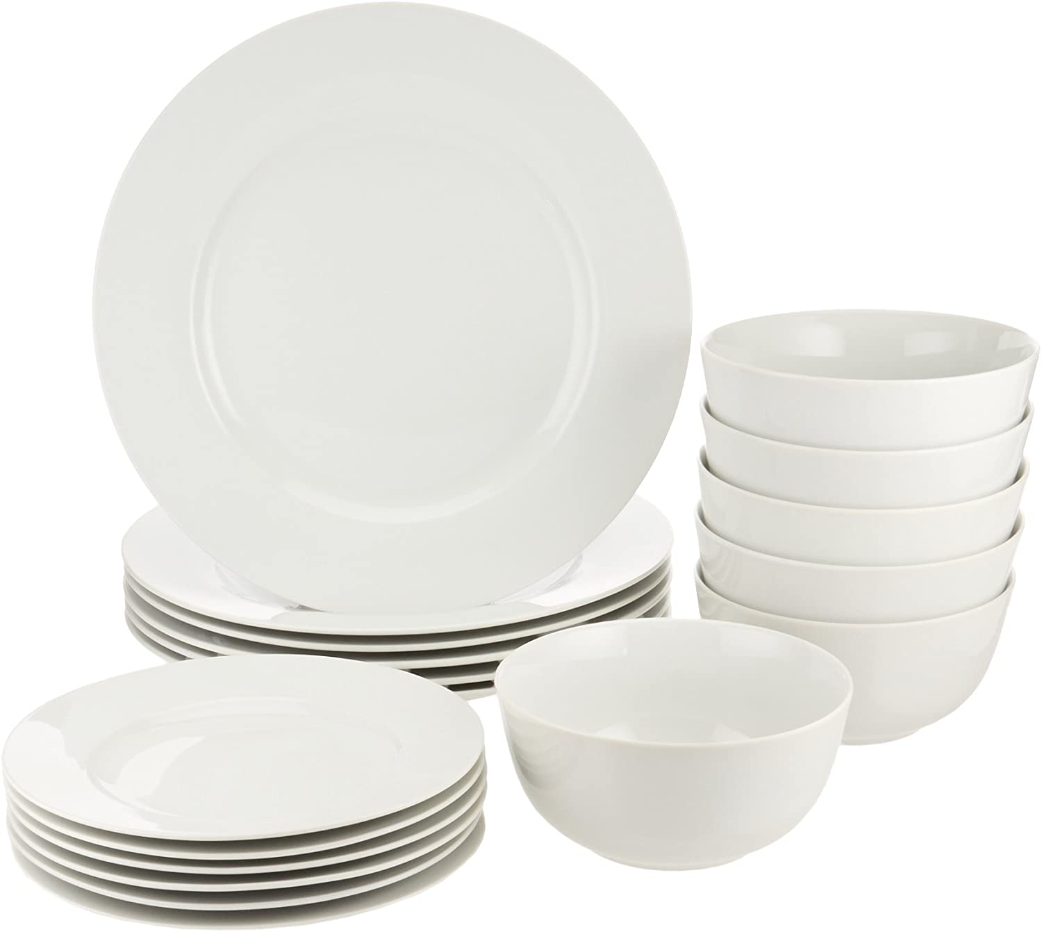 AmazonBasics Amazon Basics 18-Piece Dinner Set for 6 People