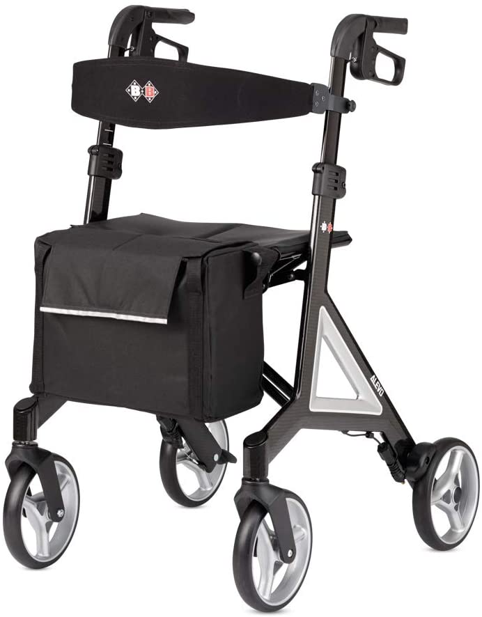 Rehameister Bischoff&Bischoff Alevo Carbon Rollator, faltbar – Leichtgewicht-Rollator f