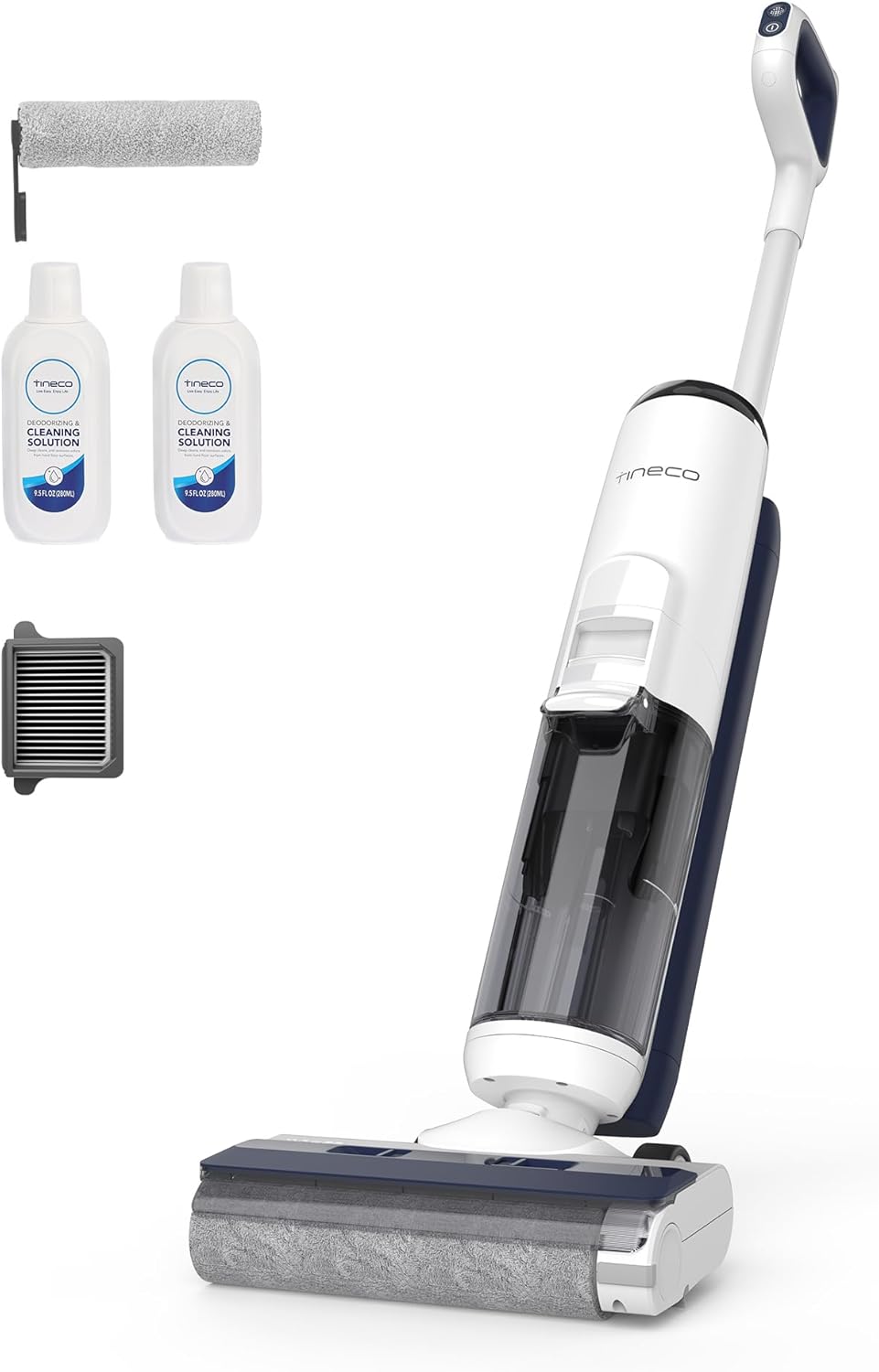 Tineco iFLOOR 5 Breeze Complete Wet/Dry Vacuum Cleaner, One-Step Cleaning for Hard Floors, Edge Cleaning <0.5 cm, Triple Battery Life, Self-Cleaning, Lightweight Wireless Suction Wiper, Blue
