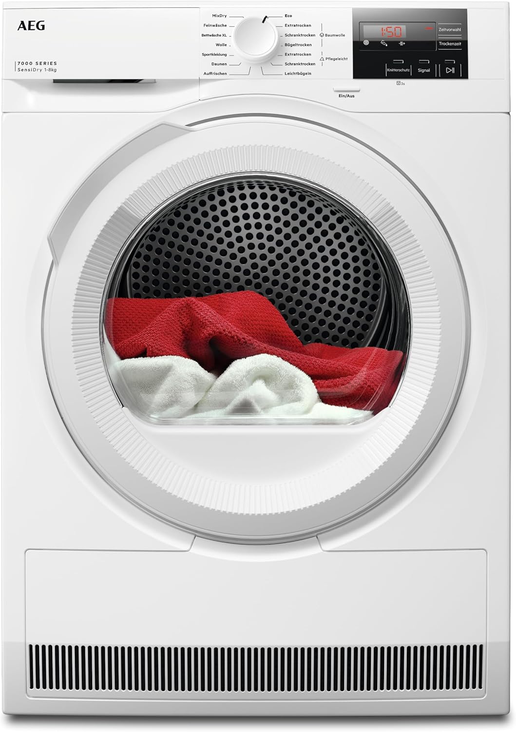 AEG Heat Pump Dryer 8 kg, Series 7000 SensiDry - Gentle and Energy-Saving Drying, EKK D, Gentle Drum, Less Ironing Effort with Automatic Reverse, Saves Time, Wrinkle Protection, TR7T50580