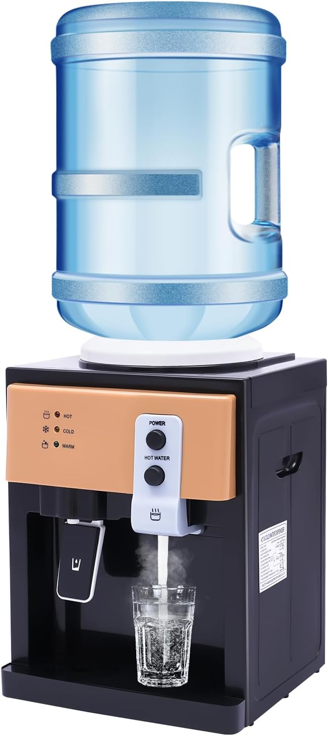 Electric Water Dispenser Hot Cold Drinking Fountain, 550 W 220 V Electric Hot and Cold Water Dispenser Water Dispenser for Bedroom, Studio, Office, 4.5-18.9 L Water Dispenser (Orange)
