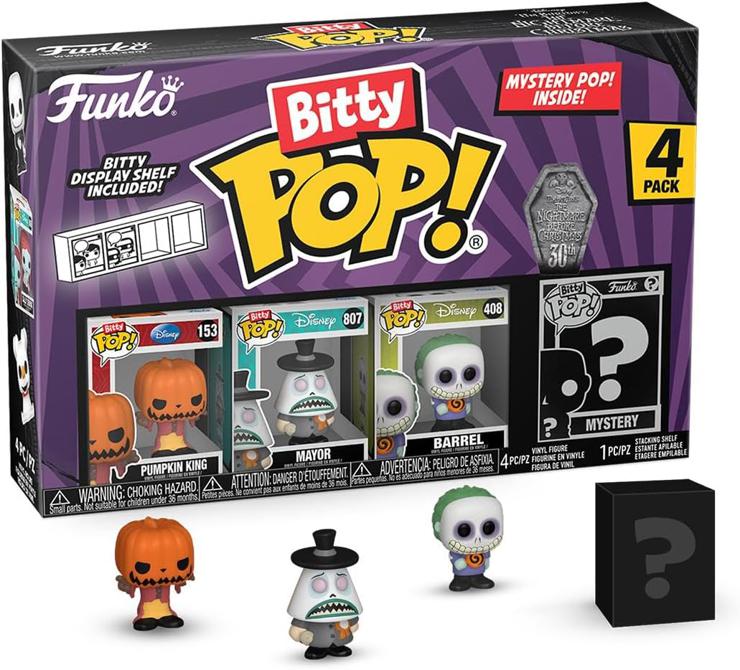 Funko Bitty Pop! The Nightmare Before Festive - Pumpkin Jack 4PK - Pumpkin King, Mayor (Frowning), Barrel and a Surprise Mini Figure - 0.9 Inch (2.2 cm) Collectible - Gift Idea