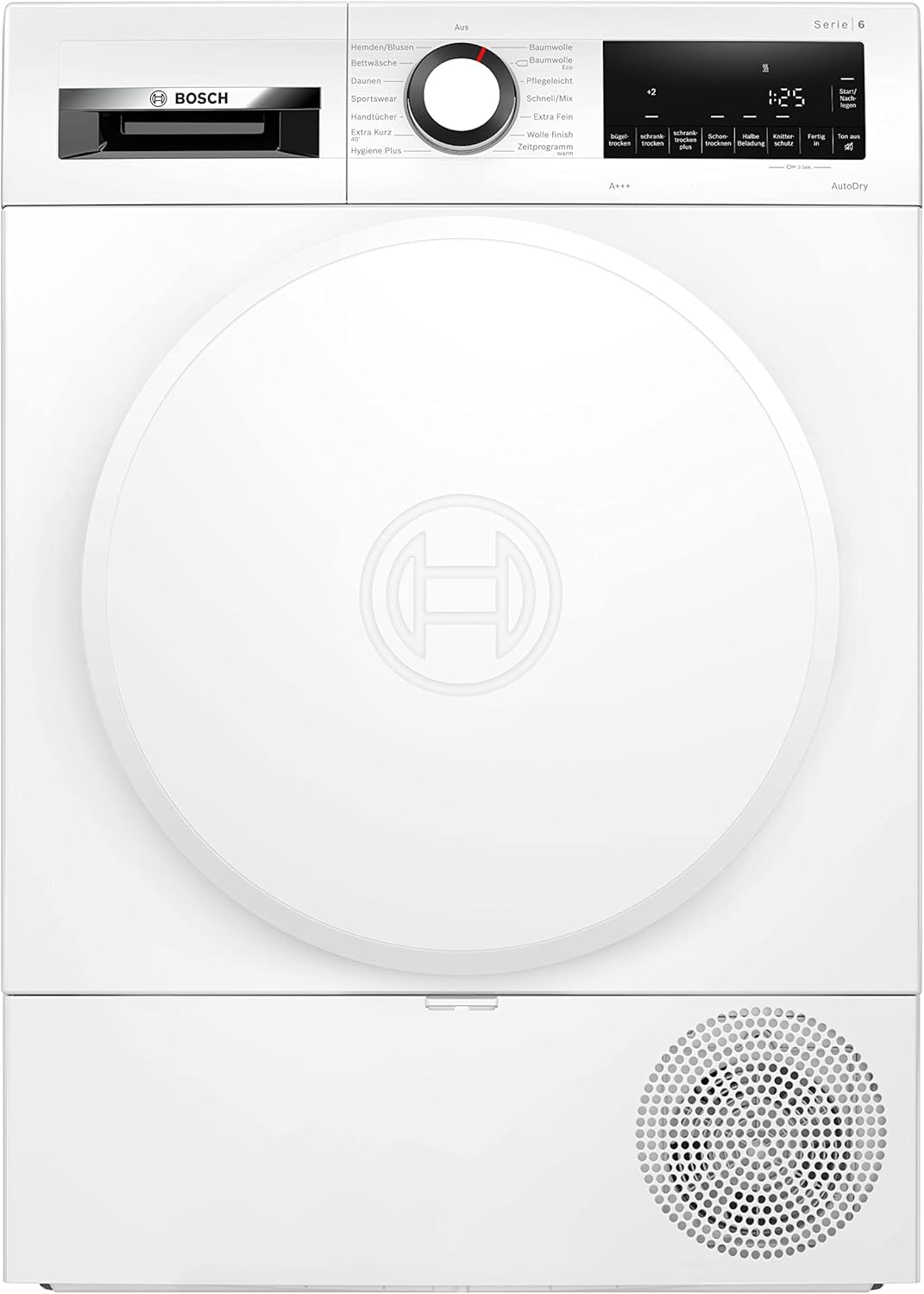 Bosch Heat Pump Dryer for 8 kg Laundry, Series 6, 97 kWh per Year, Auto Dry, Anti Vibration Design, Sensitive Drying System, Environmentally Friendly Coolant, White, WQG233D20