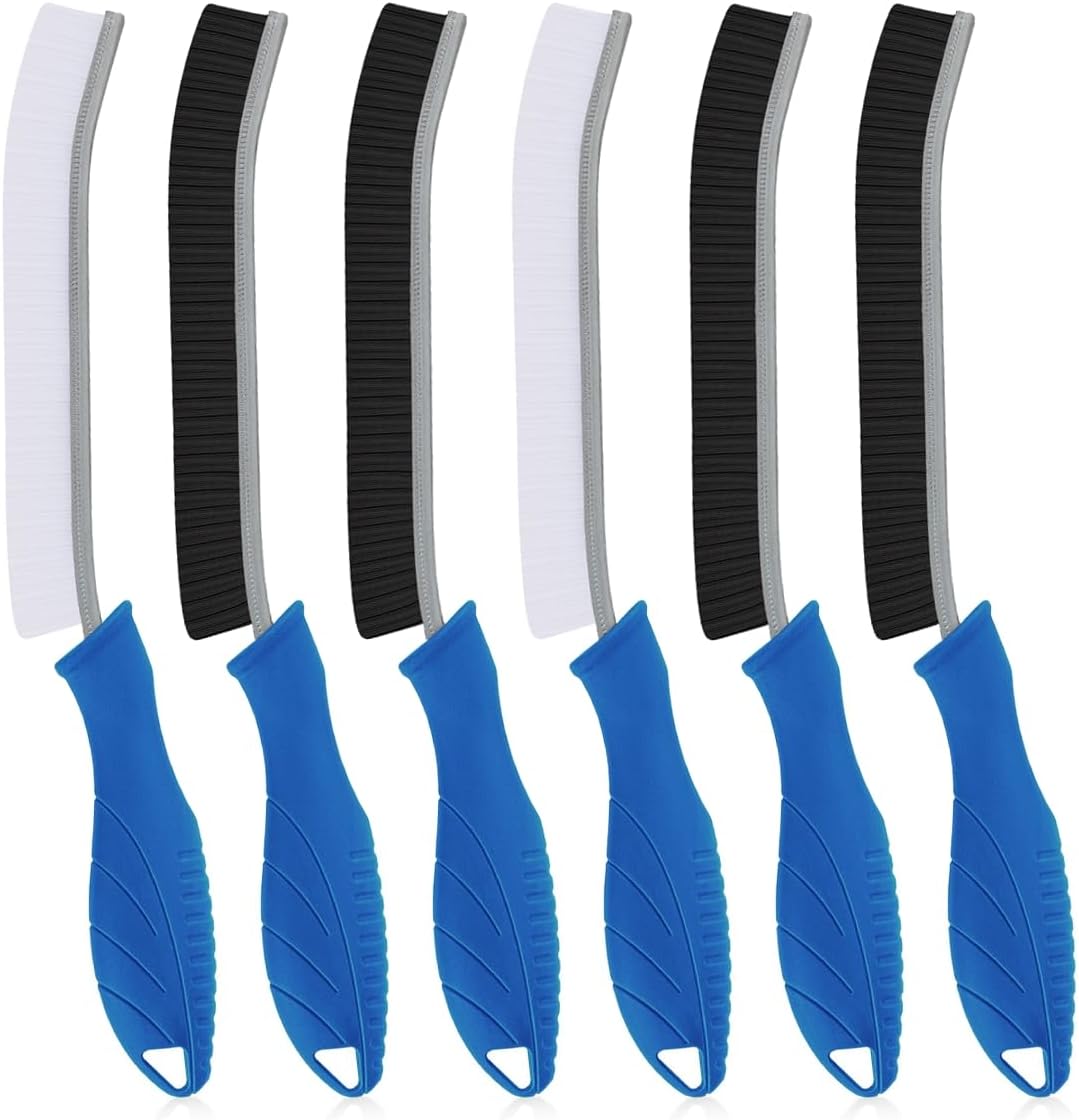 TQRR Hard Bristle Grout Cleaning BrushThin Joint Cleaning Brush, Small Cleaning Brush, Kitchen Brush, Cleaning Tool for Toilet, Bathroom, Home, Bathtub, Sink (6, Lichen Blue)
