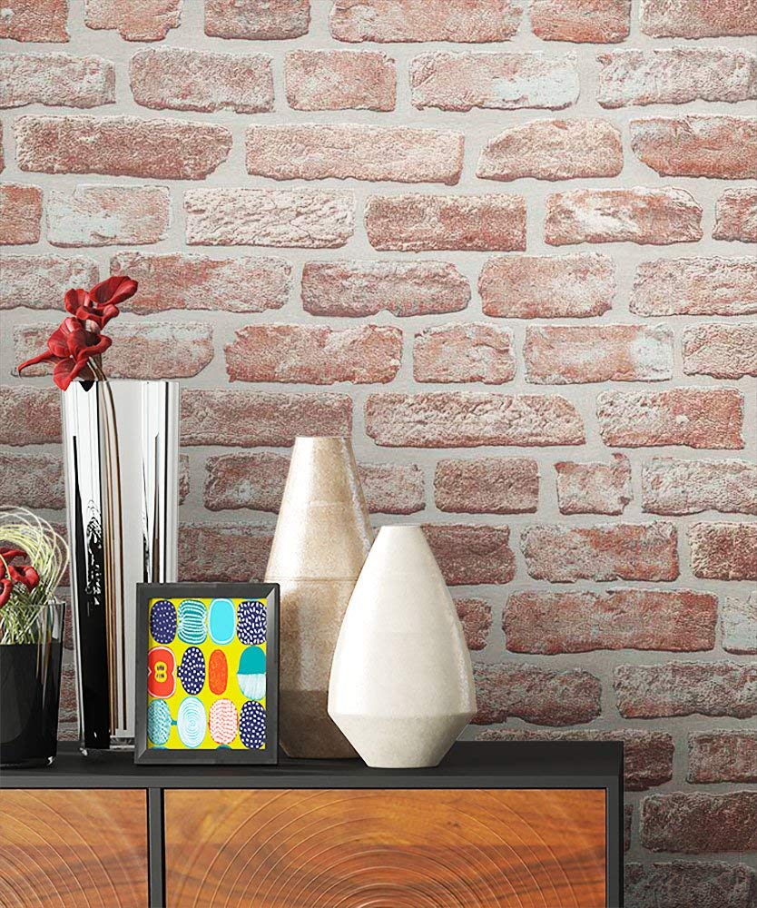 Newroom Design Newroom Stone Wallpaper Non-Woven Wallpaper Red Brown Young, Modern, Patter