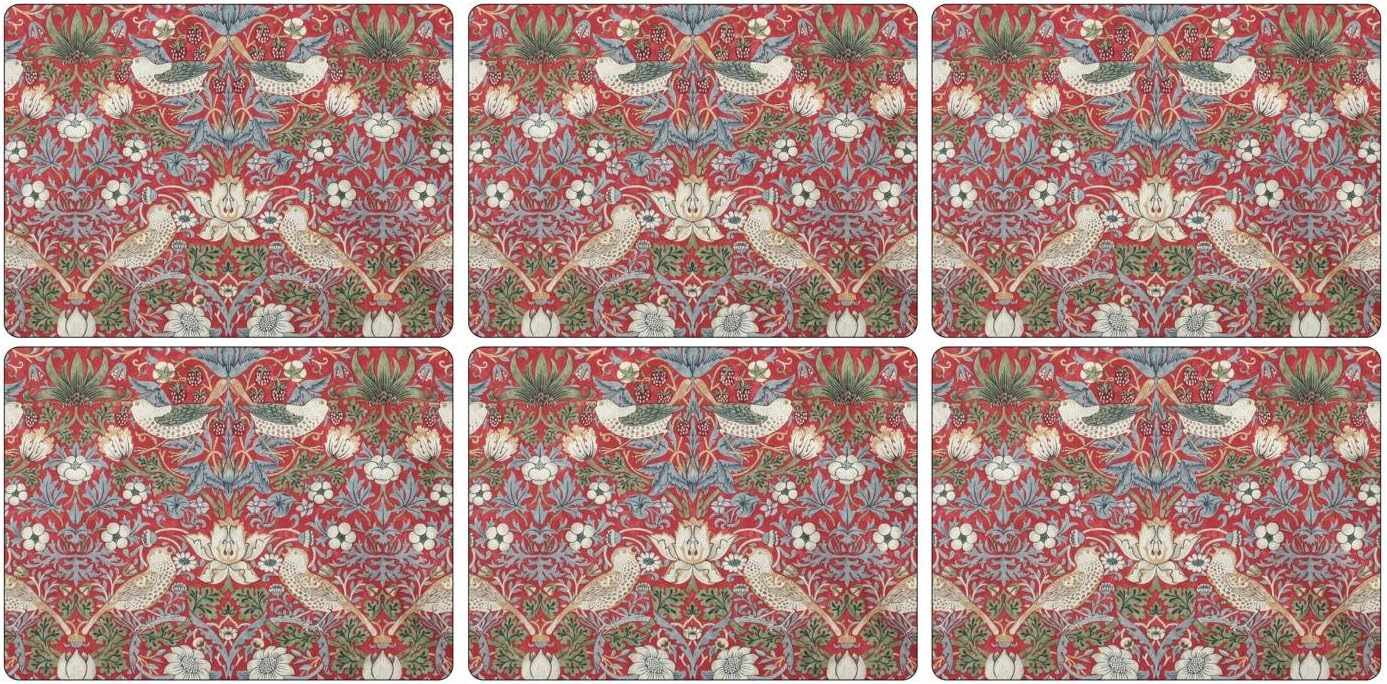 Portmeirion Pimpernel Strawberry Thief Red Placemats, Set of 6