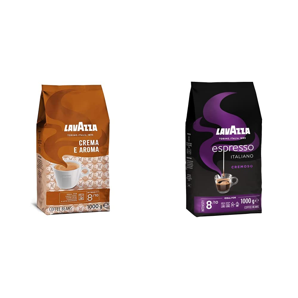 Lavazza, Crema e Aroma &, Espresso Italiano Cremoso, Arabica and Robusta Coffee Beans, with Aroma Notes of Spices and Cocoa, Intensity 8/10, Medium Roast, 1 Pack of 1 kg