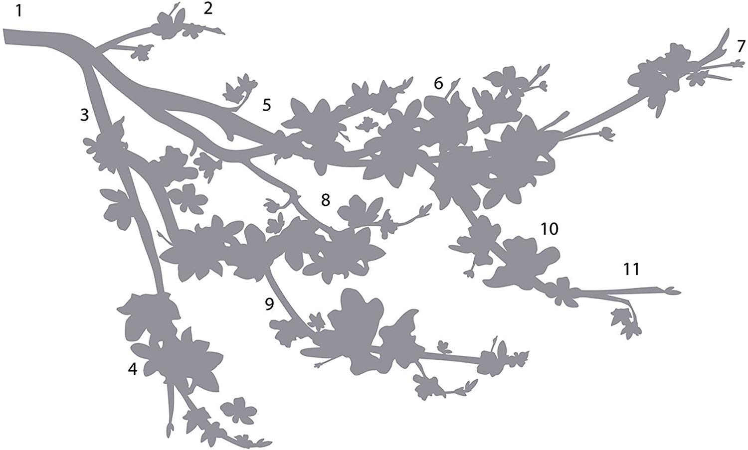 Roommates 54147 Branch Silhouette Grey