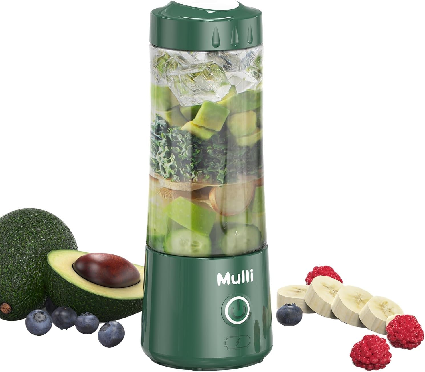 Mulli Portable Blender, USB-C Rechargeable Personal Mixer for Smoothie and Shakes, Mini Blender with Six Blades for Baby Food, Travel, Gym