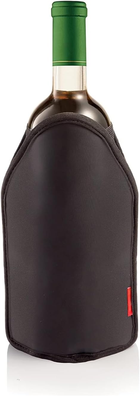 Wintem 15 x 22 cm Black Fabric Bottle Cooler - Cools in Just 15 to 30 Minutes - Gel Inserts Provide Grip - Durable and Easy Clean Material - Adjustable Straps