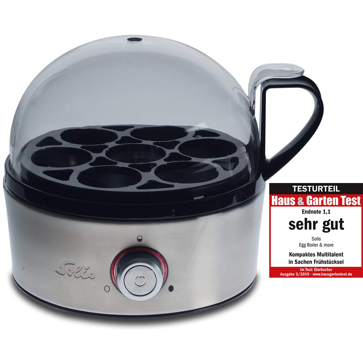 Solis 977.87 Egg Boiler 7 Eggs With Hardness Adjustment, Cook And Steaming 