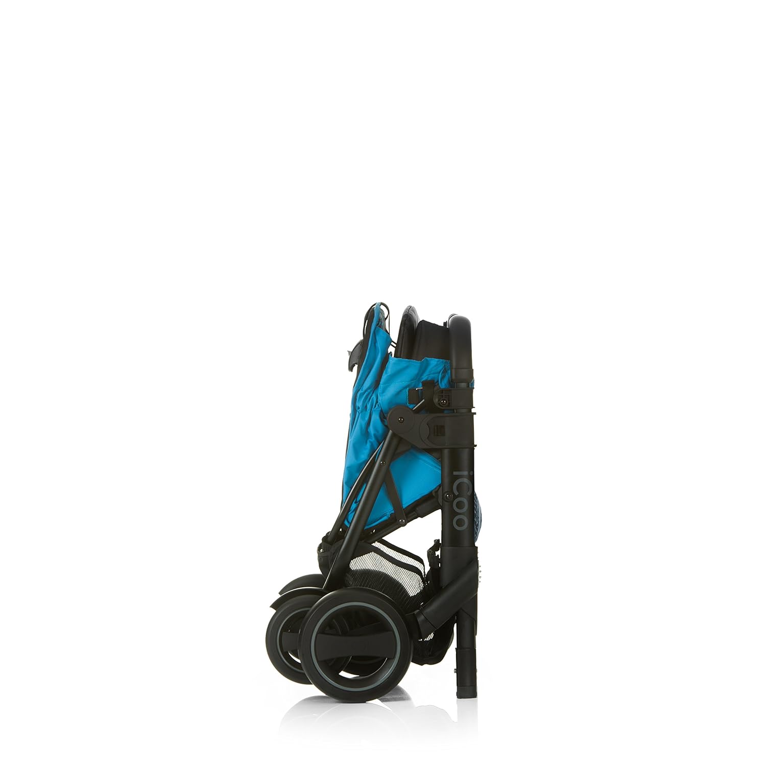 iCOO Acrobat Compact Buggy up to 18 kg with Reclining Function from Birth, Small Foldable with One Hand, Lightweight - Made of Aluminium, Height-Adjustable Push Handle, Reflectors - Blue