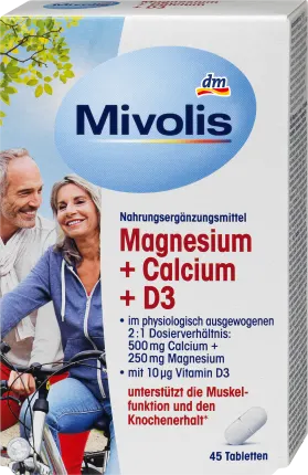 Mivolis Magnesium + calcium + D3 tablets 45 st, 94 g