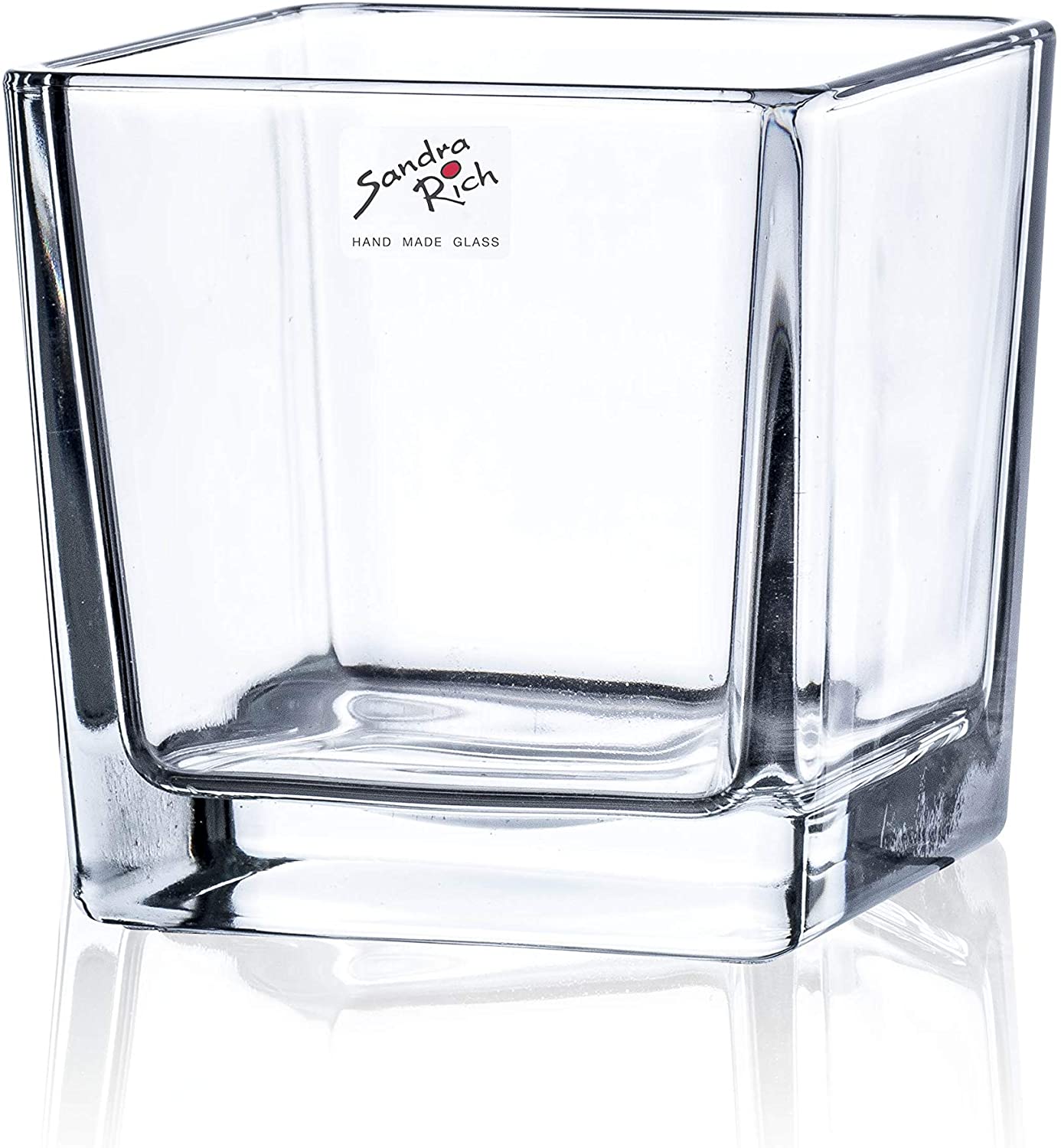Sandra Rich Glass Vase Cube Glass Tealight Glass Lantern Vase Glass Cube 10 cm