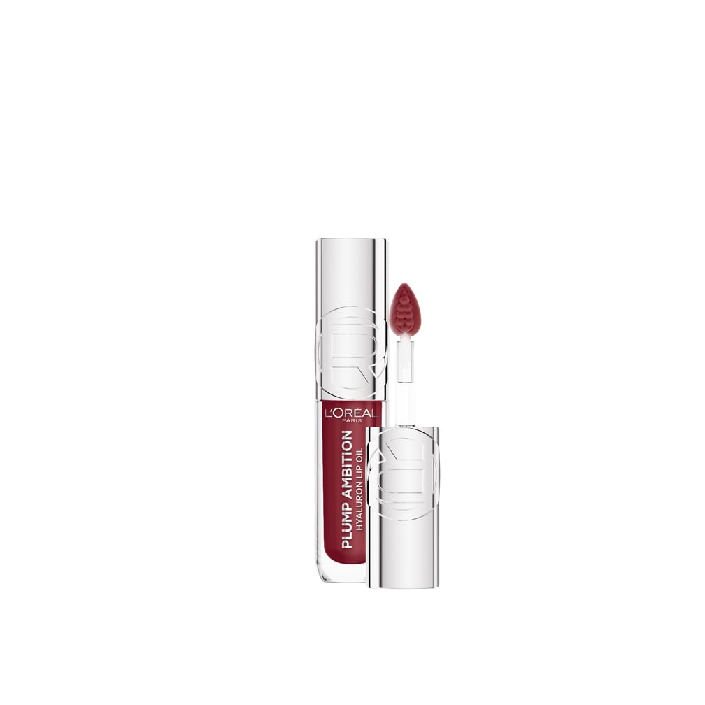 L'Oréal Paris L\'Oréal Paris Plump Ambition Lip Oil with Hyaluronic Acid, Fuller & Smoother Lips without Compromise, Intensive Care Feeling with Hyaluronic Acid, Up to 24H Moisture, Colour: 490 Berry Jolie, 5 ml