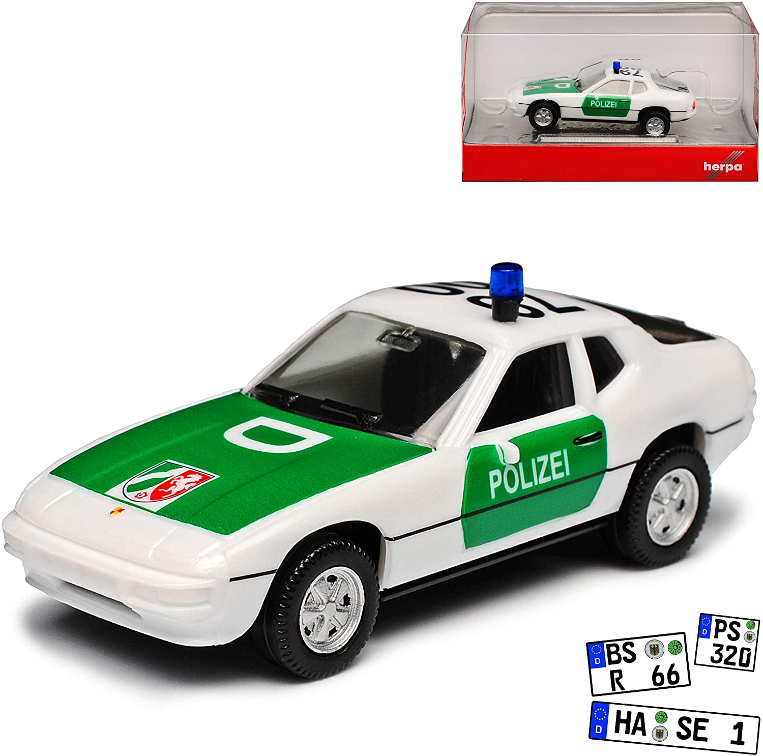 Herpa Porsche Porsche 924 Coupe White Police 1976-1988 H0 1/87 Herpa Model Car With Or Wi