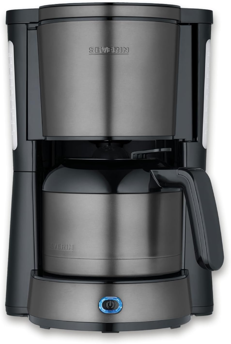 SEVERIN Store Severin KA 9343 Coffee Machine with Thermal Jug, Brewing Lid and Drip Stop, Swivel Filter, Automatic Shut-Off, Integrated Cable Compartment, 1 L Capacity, 1000 Watt, Dark Stainless Steel
