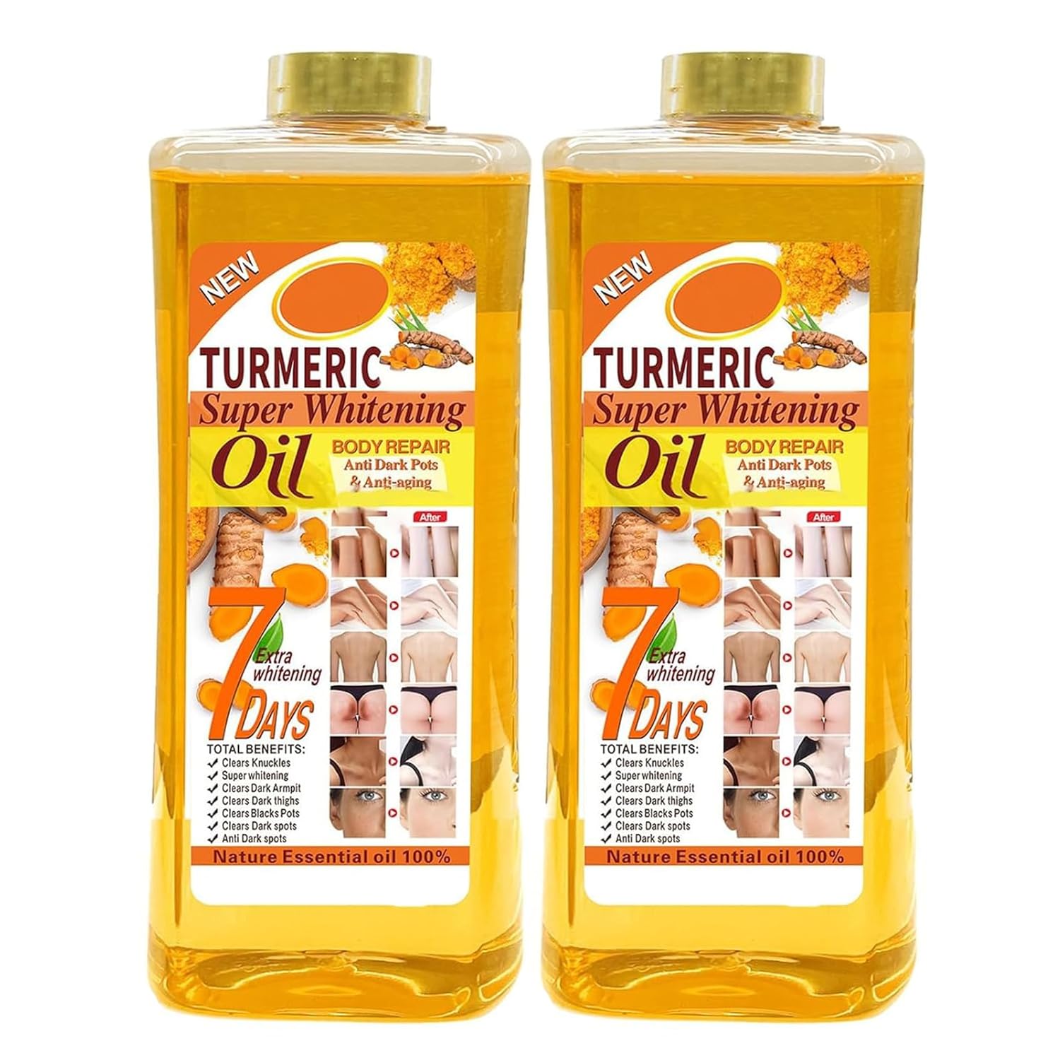 Frenaki Soft 7 Oil, Soft 7 Turmeric Oil, 200 ml Natural Oil for All Skin Types, Turmeric Body Oil for Face and Body, Moisturising, Nourishing, Relieves Dryness (2 Pieces)
