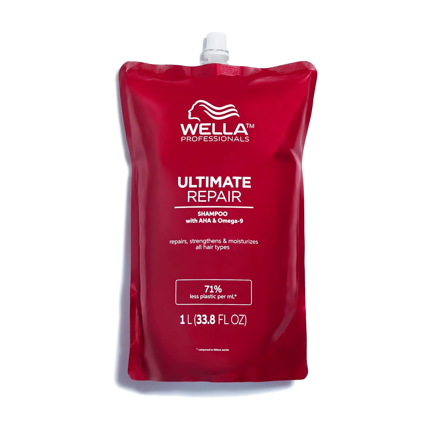 Wella Professionals Ultimate Repair Shampoo. Repairs, strengthens and moisturises for all hair types, 1 litre pouch