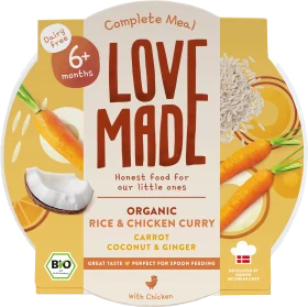 LoveMade Organics Menu Curry Rice Court carrot, chicken, coconut, ginger, from 6 months, 185 g