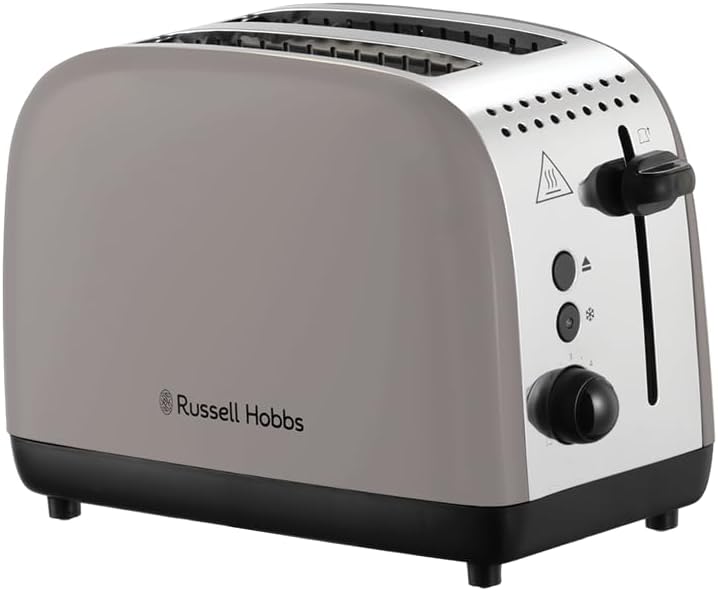 Russell Hobbs Toaster [for 2 slices] Colours Plus Mocha (6 browning levels, wide toast slot, quick toast, lifting function, bun attachment, defrost, reheat and stop function, 1100W) 26931-56