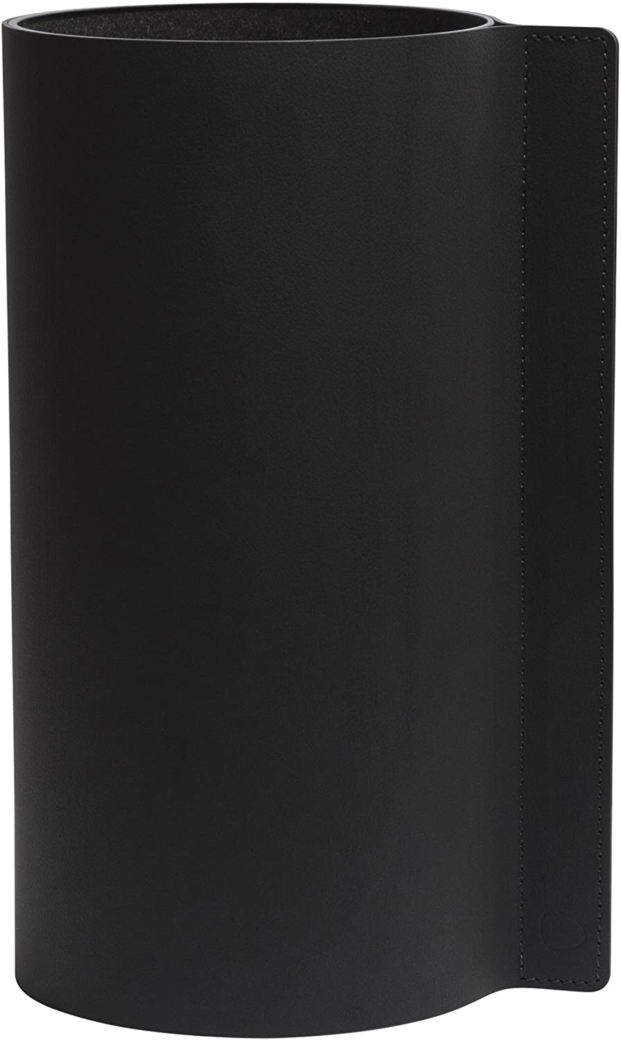 Lind DNA Glass Vase with Leather Surround, Nupo Anthracite, Diameter 15 x Height 30 cm
