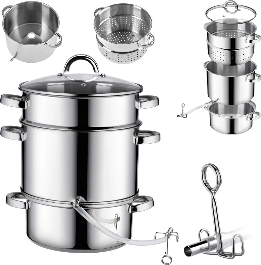KADAX Juicer Pot, 8 l, Stainless Steel, Steam, Induction, Gas, Steel, 3-in-1, Large