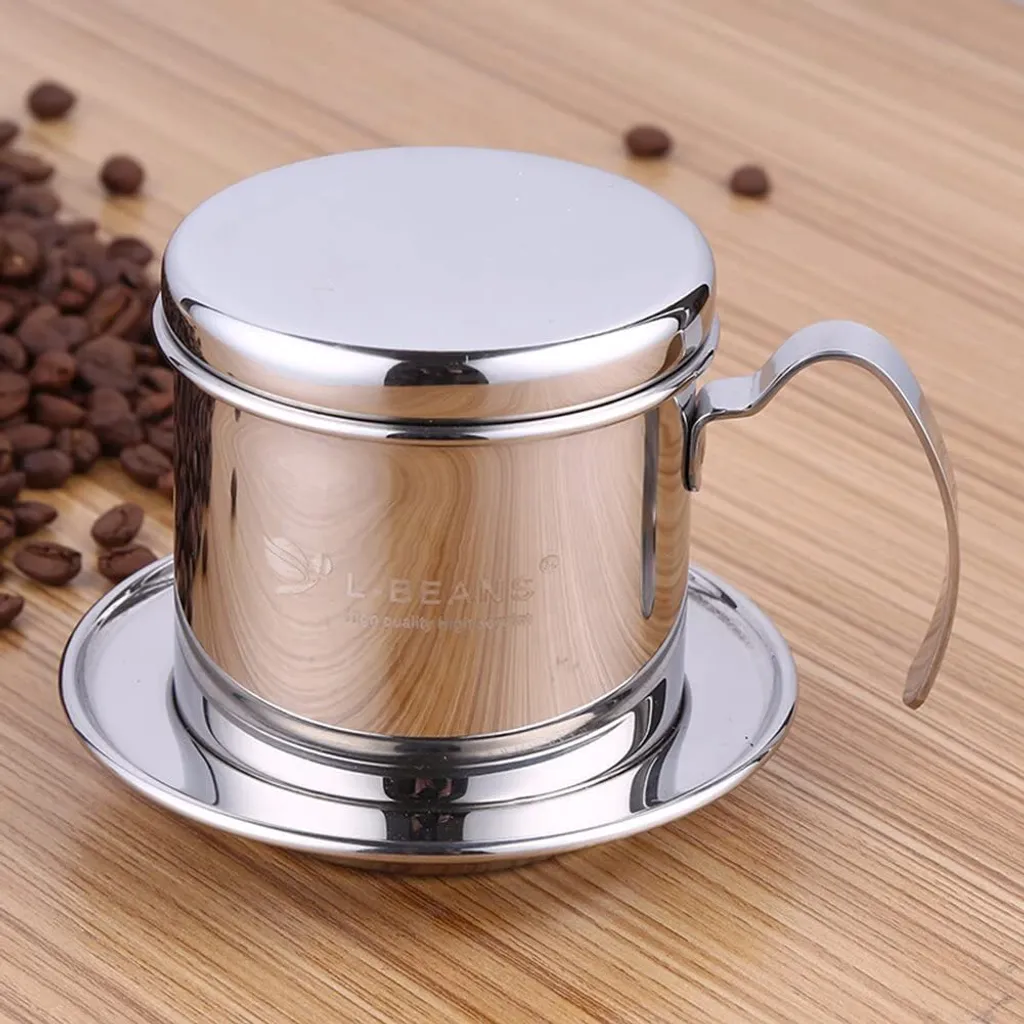 Topchances Coffee drip filter, stainless steel Vietnamese coffee maker pot coffee drip filter, 1 cup coffee drip pot brewer - portable for home, kitchen, office, and outdoor use