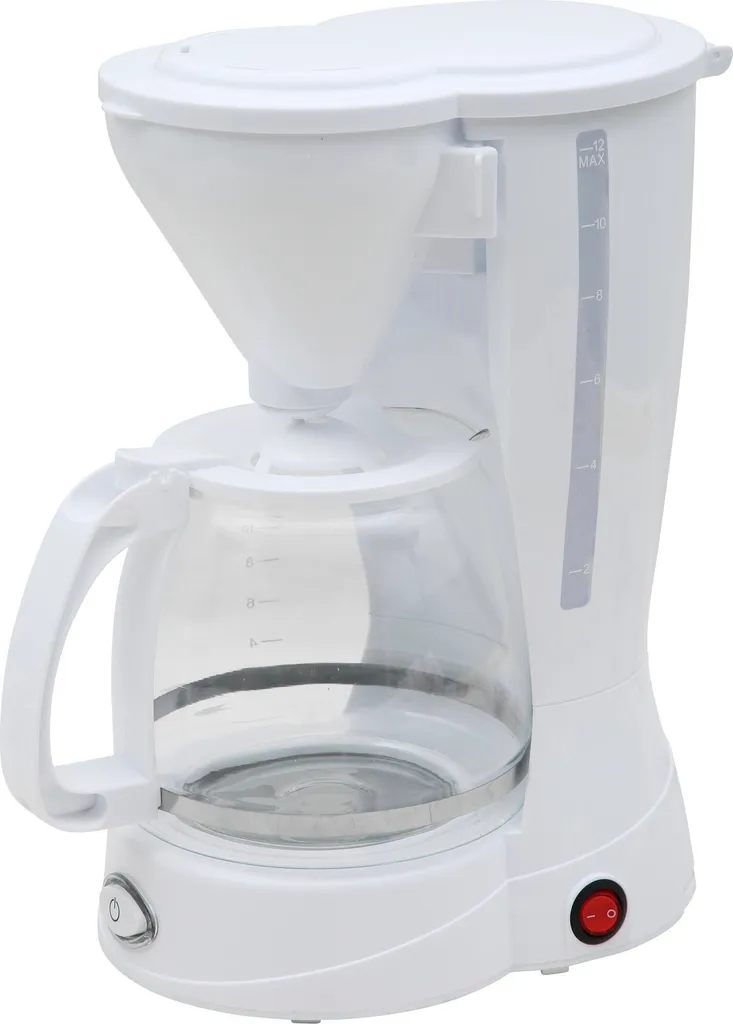Deski Coffee machine, 12 cups, filter coffee machine, glass carafe, 800W, color: white