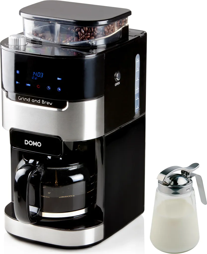 Domo Coffee machine 12 cups with beans, coffee grinder, conical burr grinder & permanent filter